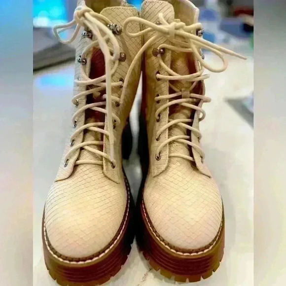 Altar’d State Chucky Platform Bootie Faux Snakeskin design  (Tan) Size 8 - Picture 3 of 13